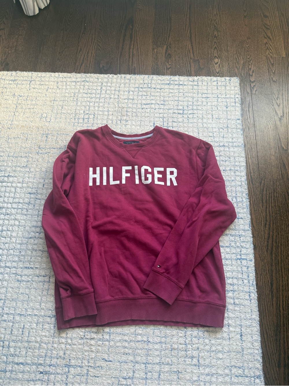 Tommy Hilfiger Maroon Logo Crewneck Sweatshirt